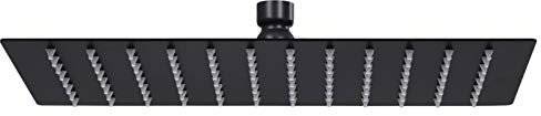 Brokky Testa Doccia a Pioggia Acciaio Inox 30x20 cm Rettangolare Nera-Acciaio Inox Soffione Doccia Docce fisse
