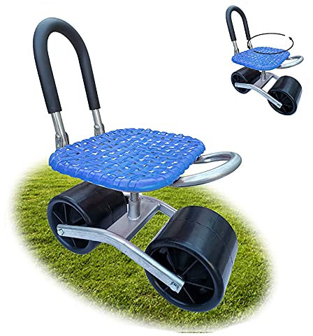 KHYTEBV Gartenwagen mit Rädern, Gartengeräte-Rollsitz für die Gartenarbeit, mobiler Gartenwagen, 360 ° drehbar, Gartenhocker, höhenverstellbar, Werkzeuge