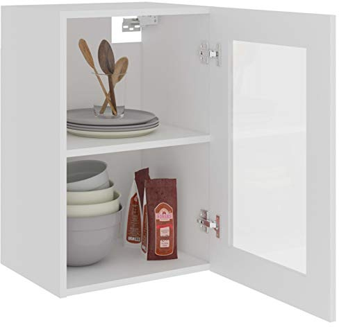 Gecheer Hanging Glass Cabinet Lyon White 40x31x60 cm Engineered Wood Model802505