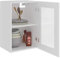 Gecheer Wall Cabinet Kitchen Storage Cabinet Hanging Glass Cabinet with 1 Glass Door Floating Vitrine Cabinet Bathroom Office Storage Organize Unit 40x31x60 cm Engineered Wood White