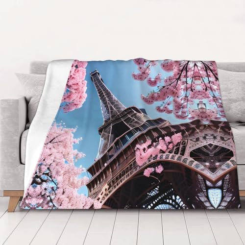 JIUTY Gewichtete Ölgemälde-Decke mit Paris-Eiffelturm, 76,2 x 101,6 cm, weiches Flanell, wendbar, gemütlich, extra warm, Decke für Bett, Couch