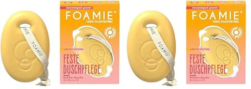 Foamie Festes Duschgel Limited Edition, Feste Duschpflege 3-in-1: Reinigt, Pflegt & Massiert mit Monoi-Öl, Feuchtigkeitsspendend, Fruchtiger Duft, 1 Stück (Packung mit 2)