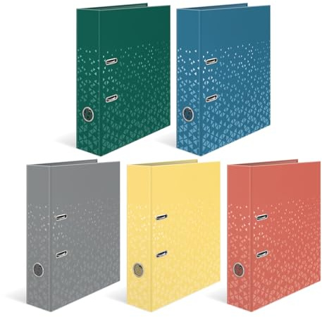 HERMA A4 Lever Arch File Assortment, Pack of 5, 70mm Spine, Heavy Duty Folder with Pattern Motif, Glossy Finish & Inner Print, Kids Ring Binder, Archiving Folder & Storage File Organizer