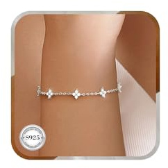 J.Fée Kleeblatt Armband Silber 925 Damen, Kleeblatt Armband Damen mit Cubic Zirkonia, Stilvoll Schmuck Geschenke für Frauen, 1 Pcs
