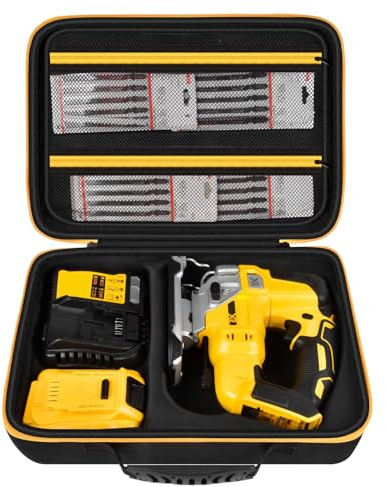 ANKHOH Case for DEWALT 20V MAX XR Jig Saw DCS334B/ DCS335B, Jigsaw Power Tool Storage Bag for Skill Saw Blade, Battery and Charger Accessories Holder with Handle and Shoulder Strap (Box Only)