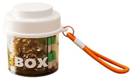 Auriselle Boîte à médicaments Petite Boîte à Comprimés avec 4 Compartiments à Médicaments Ronde et Portable Petite pour les Voyages et le Quotidien Stockage de Comprimés, Orange