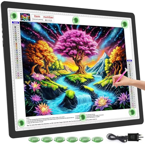 TOHETO A2 Leuchttisch (64×46.6 CM), Wiederaufladbares Große Magnetisch Leuchtkasten zum Zeichnen, Aufladbar 3-Farbmodi Licht Pad zum Nachzeichnen, Kabelloses Lichttafel zum Skizzieren, Diamantmalerei