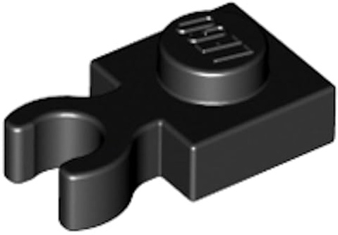 LEGO Plate Modified 1 x 1 with Open O Clip, Vertical Grip, Part 4085d (Black, 10, Bricks)