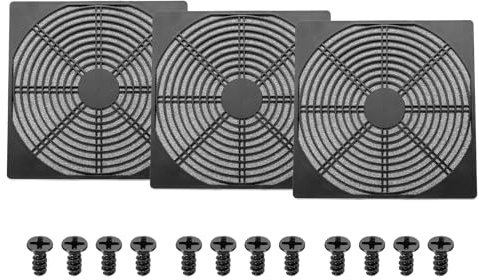 PATIKIL 200mm Fan Filter Grill, 3 Pcs Plastic Ventilation Dustproof Grill Cover Cooling Ventilator with Screws for Industry Workshop Computer Case Refrigerators Air Conditioning, Black