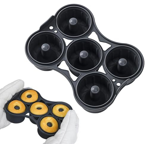 Lunaobrik Moldes Para Donuts Para Hornear | De Silicona Para Donuts Con 5 Cavidades Para Freidora De Aire, Antiadherente Para Bagels, Pasteles, Galletas Y Postres
