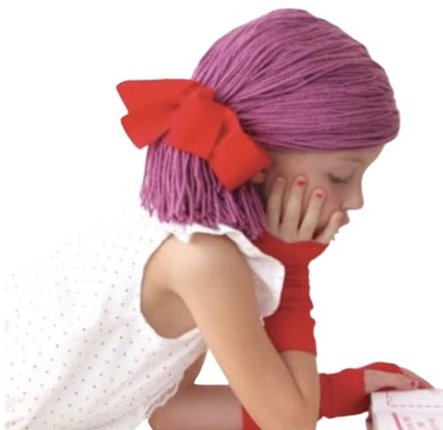 Zeiwohndc Handgefertigte Kinder Toupet Mütze für den Winter, Wärme und Charme, Mittelteil, Zopf, Haarteil, Motorhaube, Kappen, Cosplay, Kopfbedeckung, Mittelteil, Zöpfe