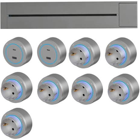 8000w Modulärt Skenuttag, 40-100cm Elskeneuttag, Med Avtagbar Europeisk Standard + USB + Type-C Kontakt, Väggmonterad Grenuttag Med Strömbrytare, För Kök, Skrivbord, Hemmakontor Grey-80cm