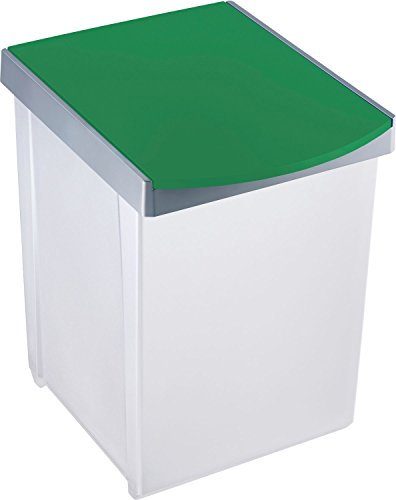 Helit H6400051 Wertstoffsammelbox mit Deckel, 20 L, grau/Deckel grün