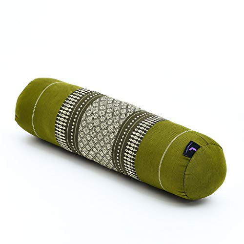 Leewadee Yoga Bolster – Shape-Retaining Cervical Neck Roll, Tube Pillow for Comfortable Reading, Made of Eco-Friendly Kapok, 50 x 15 x 15 cm, green