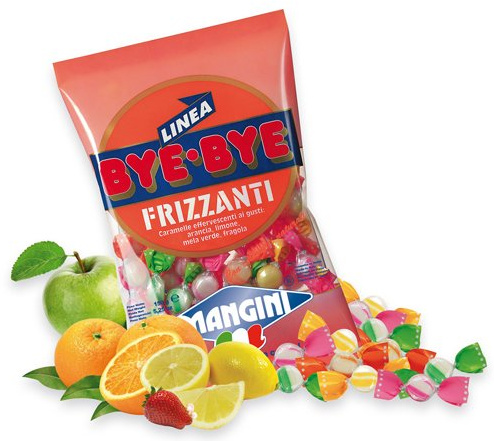 Caramelle Dissentanti Effervescenti BYE BYE FRIZZANTE Mangini kg 1 Caramelle effervescenti ai gusti: arancia, limone, mela verde, fragola | Gusti Arancia, Gusti Limone, Gusti Mela Verde, Gusti Fragola