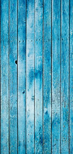 Melis-Folienwerkstatt Türtapete Türposter selbstklebend – Tür aus blauen Holzbrettern - 90x205cm und 100x210cm - Fototapete Poster Türfolie Tapete – T00154