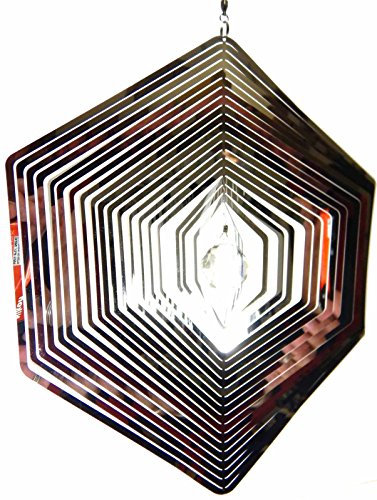 SK Style Hanging Stainless Steel Garden Wind Spinner Sun Catcher Crystal - Large Hexagon