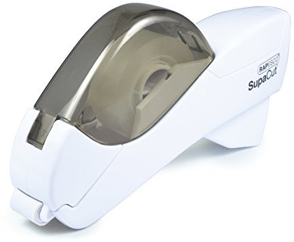 Rapesco 1445 SupaCut Dispenser di Nastro Adesivo con 2 Rotoli di Nastro Adesivo, Bianco