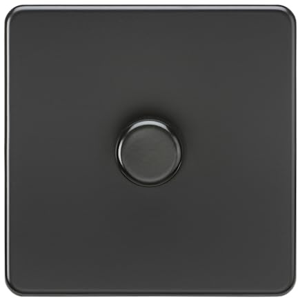 Knightsbridge SF2181MBB Screwless 1G 2-Way 10-200W (5-150W LED) Trailing Edge dimmer, 230 V, Matt Black