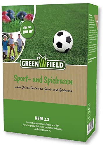 Greenfield Sportrasen und Spielrasen 2kg Gras Samen Rasen Sport Familie Robust