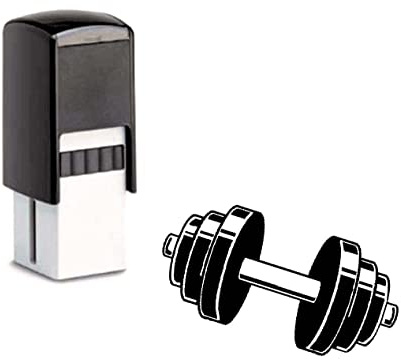 Bonuskartenstempel mit Motiv Hantel - Gym Fitnessstudio Stempel inkl. Stempelkissen für Bonuskarte Rabattkarte Kundenkarte 10 x 10 mm