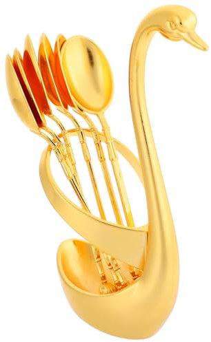 Löffel Kaffeelöffel Teelöffel Kaffee Besteck: 6pcs Dessertlöffel Teller Küche Espressolöffel Espresso Kuchen Gabeln Teegläser Löffelhalter Schüssel gold