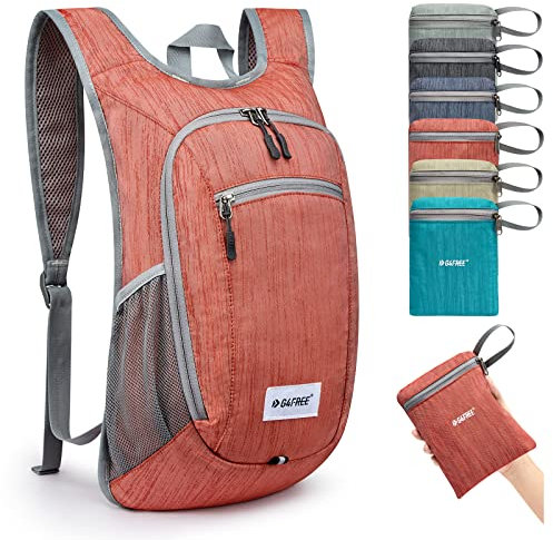 G4Free Kleiner Rucksack, 10/15 l, faltbar, leicht, verstaubar, Tagesrucksack, Reisen, Outdoor, Wandern, Schultertasche, rot, 10Liters