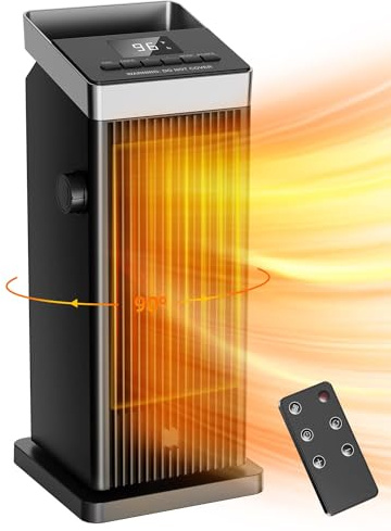 BREEZOME Space Heater, 1500W Fast Heating Heaters for Indoor Use, Portable Ceramic Electric Heaters for Home with Thermostat, 90° Oscillating, Remote