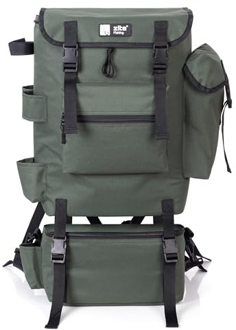 Zite Fishing Angelrucksack mit Rutenhalter & Abnehmarem Kühlfach - Angeltasche 55x30cm Gepolsterte Schultergurte - Spinnfischen & Ansitz Angeln, Angel Rucksack Fishing Backpack, Angler Rucksack angeln