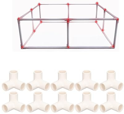 10 accesorios de codo de PVC de 3 vías, accesorios de tubería de 3 vías, codos de tres vías, diámetro interior de 25 mm para la conexión de la tienda de campaña del marco de invernadero(Blanco)