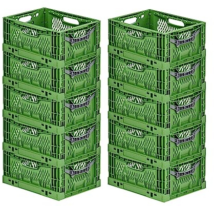 PROREGAL SuperSparSet 10x Stabile Profi-Klappbox Chameleon in Industriequalität | HxBxT 18x30x40cm | 17L | klappbar stapelbar durchbrochen lebensmittelecht | Eurobox Eurobehälter Transportbehälter