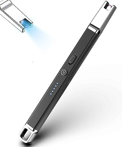 Jaerdhs Candle Lighters Rechargeable Electric Lighter with LED Flashlight Flameless Lighter Gift for Women. Black