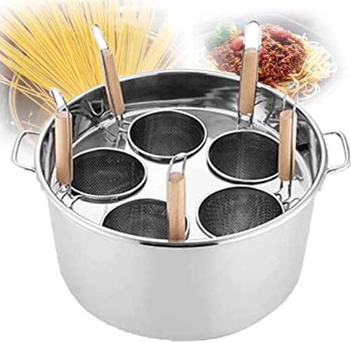 Pentola Per La Pasta Cuocipasta In Acciaio Inossidabile, 3/4/5 Fori Pentola Per La Pasta Con Cestello Inserito, Pentola Per Zuppa Con Coperchio, Cuocipasta- Per Utensili Da Cucina,5Holes