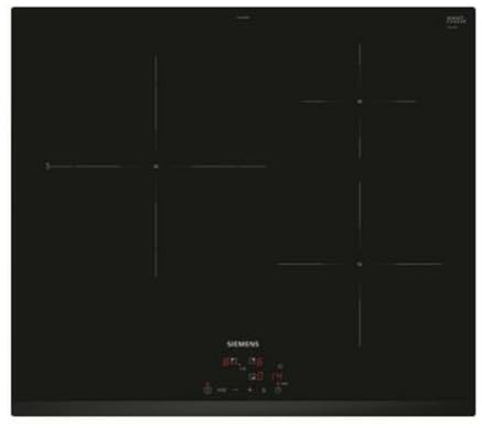 Siemens, Placa de inducción iQ300 60cm sin perfiles, Negro, EH631BJB6E | Cocina cómodamente con recipientes de gran tamaño en su zona gigante de 28 centímetros y calienta agua en la mitad de tiempo.