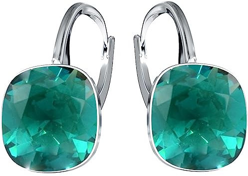 Hängende Ohrringe 925 Silber mit Marken Kristall Zirkonia - Damen Schmuck Echt Silberne Hänge Ohrhanger Ideal Geschenge (Emerald Ignite)