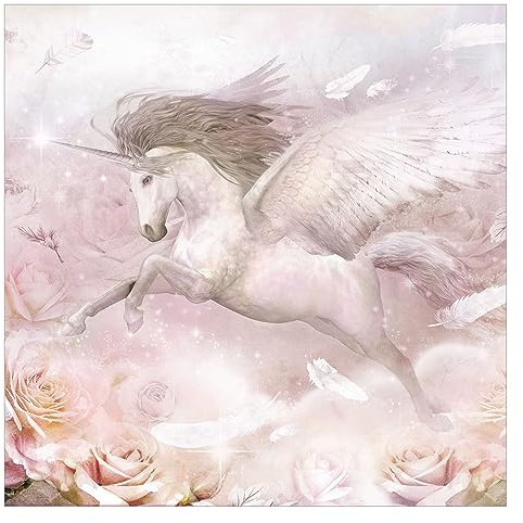 Bilderwelten Fototapete Kinderzimmer Pegasus Einhorn mit Rosen 192 x 192 cm Vlies-Tapete XXL Smart Wandtapete Wanddekoration Kindertapete