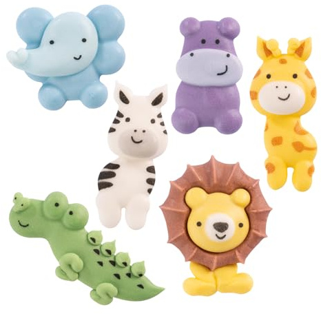 Günthart 72 Stück Zucker Safari Tiere, gemischt für Mottopartys, zum Dekorieren, essbare Tortendekoration für Kindergeburtstag, 1er Pack (361 gr)