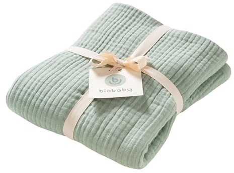 BIOBABY Mulldecke aus 100% Bio-Baumwolle, 4-lagig, 105 x 105cm, Mint