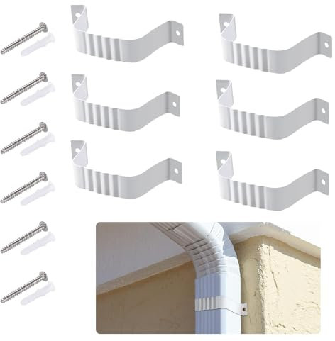 Sangle de tuyau de descente de gouttière, supports de tuyau de descente en aluminium, adaptateur de tuyau de descente en acier, clips muraux, collier de serrage durable avec vis, clip de selle pour