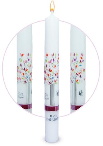 WikaKerzen Kommunionkerzen Konfirmationskerze Mädchen Junge inkl. Beschriftung alle Motive individuell handverziert aus Wachsplatten | Jetz Farbe und Größe wählen