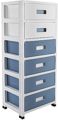 6 Stufige kommode kunststoff, Kunststoff Schubladenbox mit Rollen, Herausnehmbarer Home Organizer,Wagen mit Schubladen, für Schlafzimmer Wohnzimmer Haus Hotel Büro