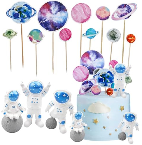 14 Planeten Deko, Weltraum Kindergeburtstag, Tortendeko Astronaut Kuchen Deko Astronauten Kuchendekoration Astronautenfiguren Für Weltraum Partyzubehör