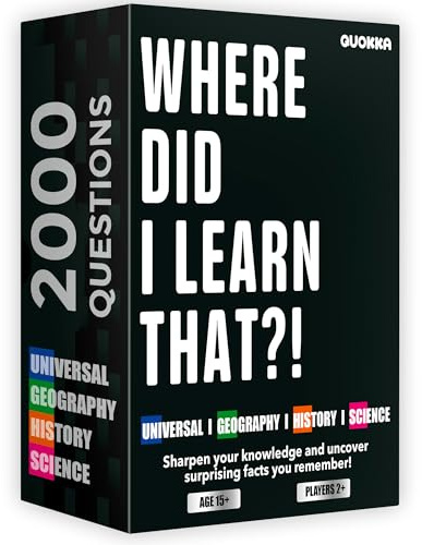 QUOKKA Trivia Card Game with 2000 Questions in Geography, History, Science, and General Knowledge – Trivia Games for Adults, Teens, and Families – Trivia Cards with Answers – Great Board Games Trivia
