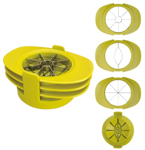 Xafrstyu Coupe-Fruits 4 en 1, Trancheuse Pomme Mangue Tomate, Outil de Cuisine Multifonctionnel pour Couper Les Fruits et Légumes (Yellow)
