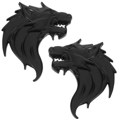Autoaufkleber Wolf Motiv 2 Stück Metall Emblem Dekor Schwarz