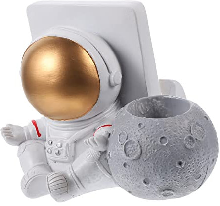 DIYEAH 1pièce Organisateur De Bureau Astronaute Support Créatif Pour Et Outils De Maquillage Décor De Table Pour Saint-valentin