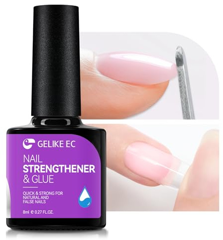 Women Nail Strengthener Glue for Care - Gelike EC 6 in 1 Gel Glue Sheer Blush Pink for Weak Thin Splitting - For Professional Manicurist