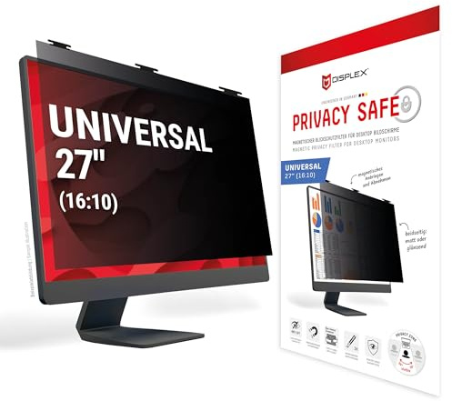 Magnetischer Blickschutzfilter für Desktop Monitor 27'' (16:10), abnehmbar | DISPLEX Privacy Safe, magnetische Befestigung, 2-Wege Blickschutz, Anti-Reflex, matt & glänzend, Bluelight-Filter