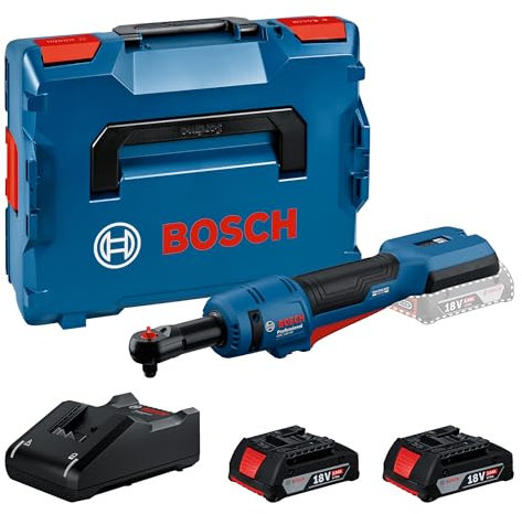 Bosch Professional 18V System clé à cliquet sans-fil GRC 18V-60 (avec 2 batteries GBA 2.0Ah, chargeur GAL 18V-40, L-BOXX)