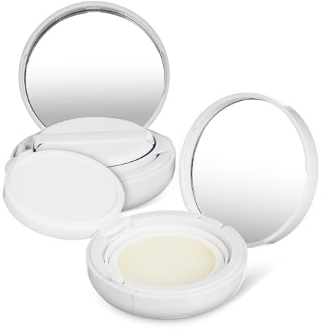 Contenitore Bianco Rotondo Fondotinta per Cushion Vuoto 2 Pezzi Plastico | Uso Viaggio, Protezione Prodotto, Riutilizzabile, Sobrio e Semplice, Pratico e Rapido
